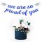 Navy-Blue White-Silver Party-Decoration Graduation Banner - 8pcs Kits Cap Garland Streamers, Paper Tissue Pom Poms Flowers,We are So Proud of You Congratulations Grad 2026 Decor Lasting Surprise